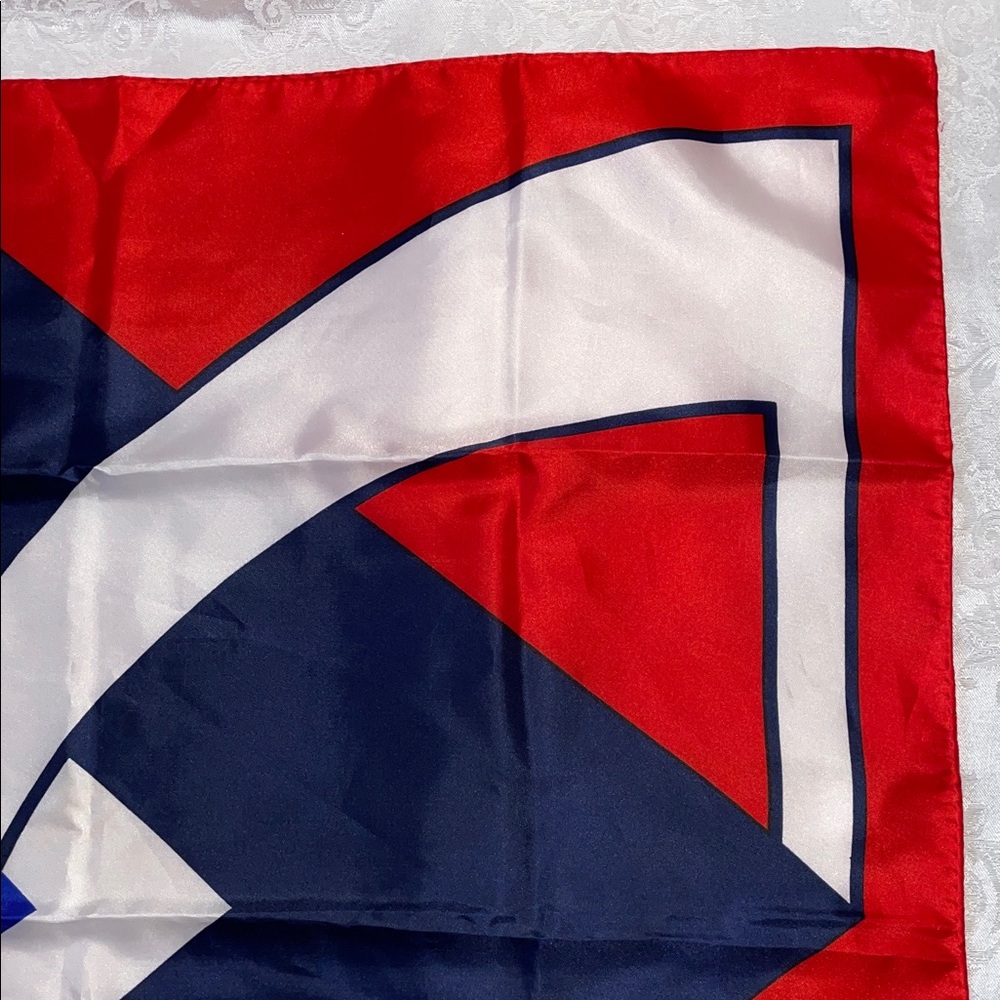 Vintage 1960’s “Di Nardo” Red, White & Blue Geometric Silk Scarf.  27x27”. - Picture 5 of 5